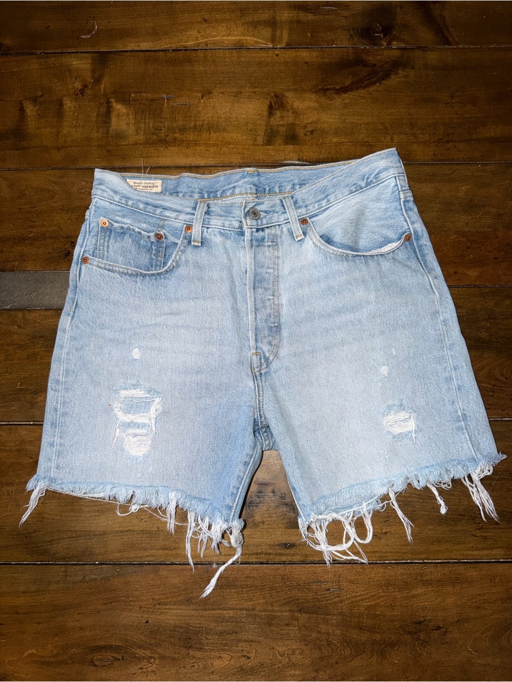 Levi Wedgie Frayed Edge High Waisted Jean Shorts